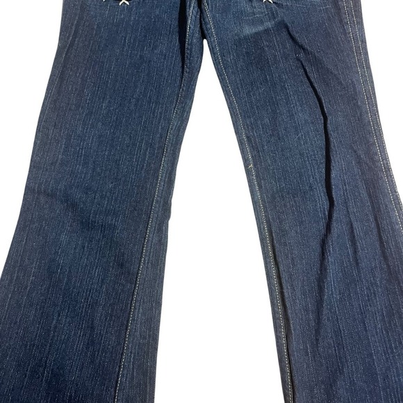 Hudson Bootcut Flared Ankle Jeans Low Waist Wide Leg Floral Appliqué Size 27 - Picture 15 of 16